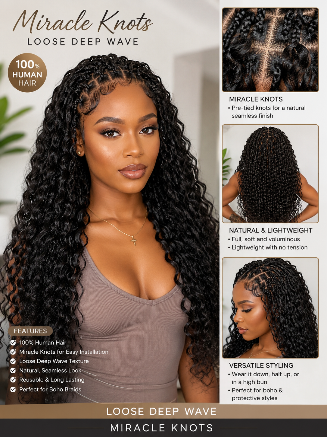 Sensationnel Empire 100% Human Hair Feather Crochet Braids – Loose Deep Wave (18”)
