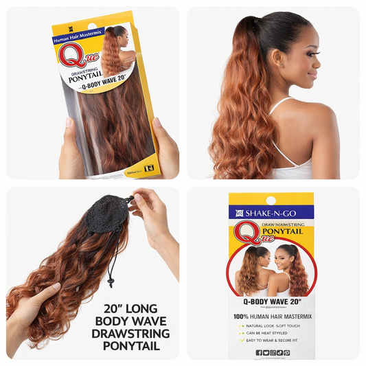 Shake N Go Que Human Hair Blend Drawstring Ponytail – Q-BODY WAVE 20”