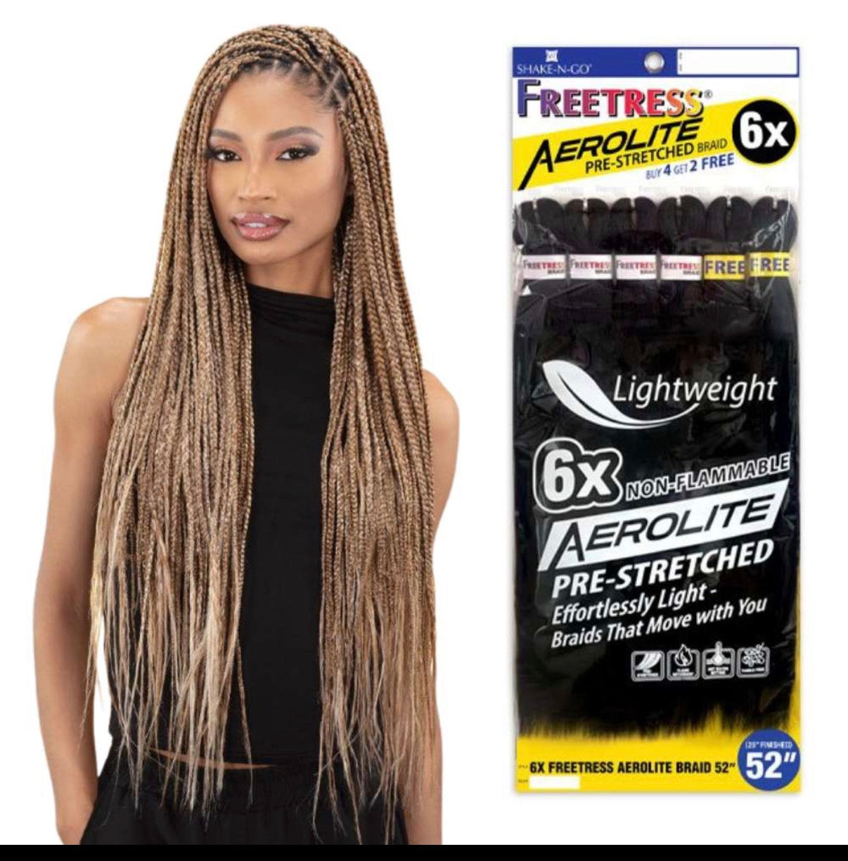 Freetress Pre-Stretched Braiding Hair - 6X Aerolite Braid 52”