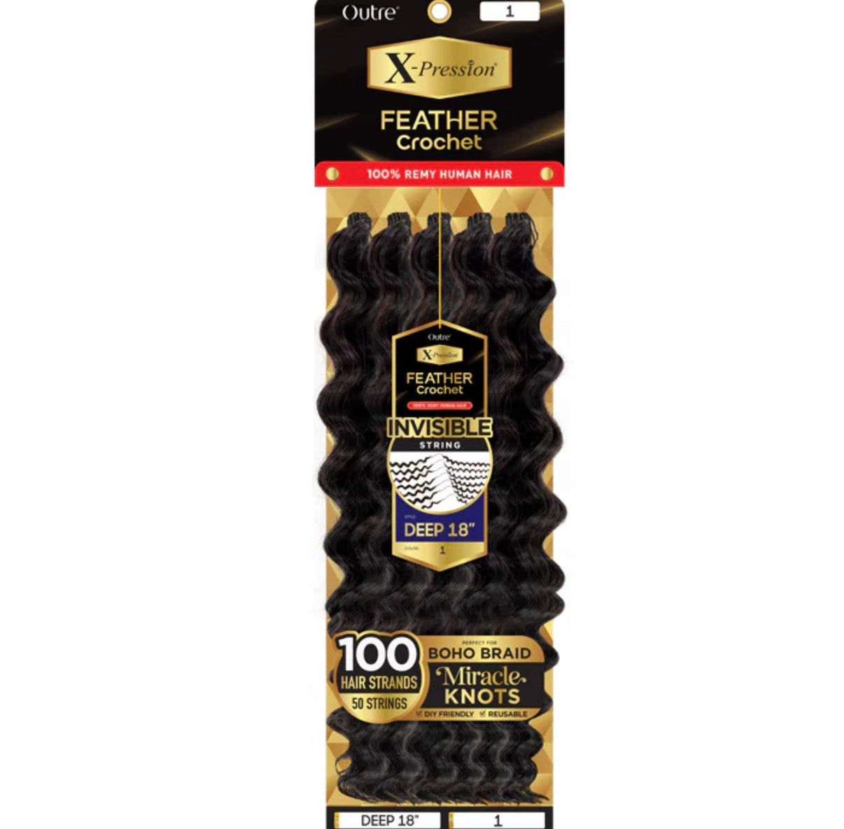 Outre X-Pression 100% Remy Human Hair Feather Crochet Braid – Deep 18”