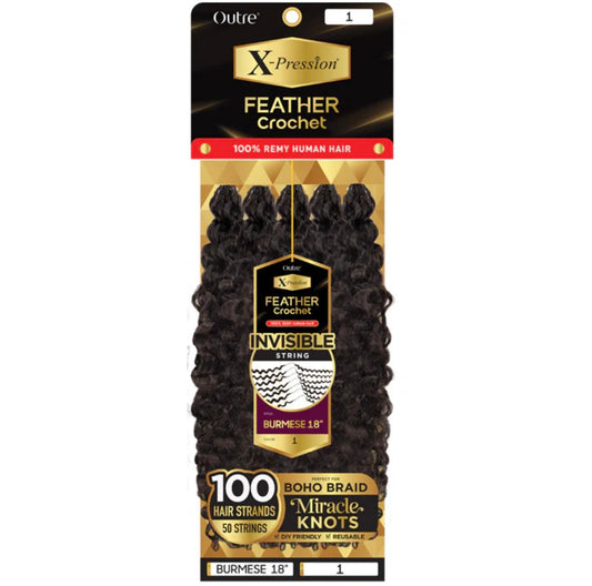 Outre X-Pression 100% Remy Human Hair Feather Crochet Braid – Burmese 18”