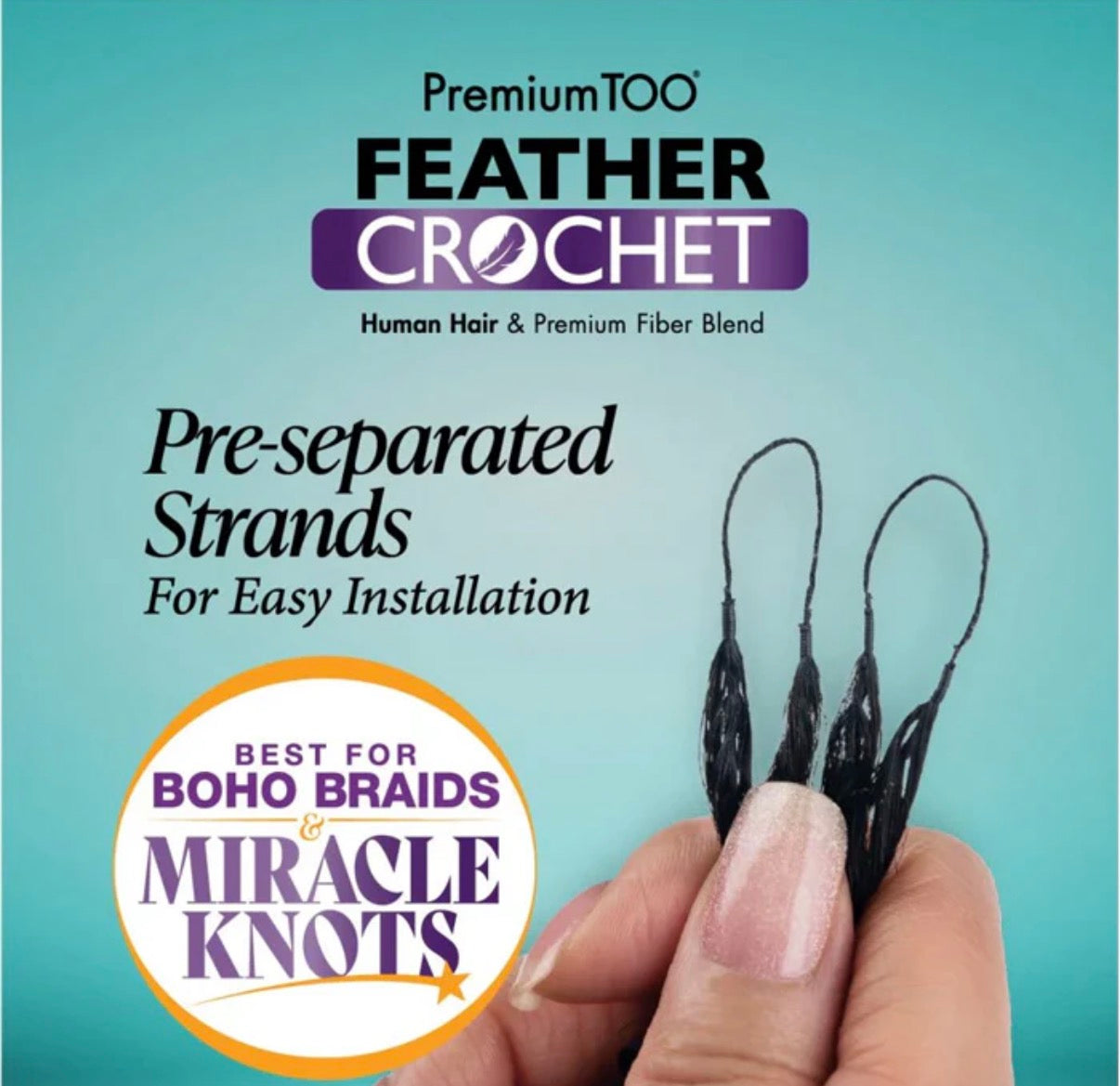 Sensationnel Premium Too Feather Crochet Braids – Burmese Curl Human Hair Blend 1 B (22”)