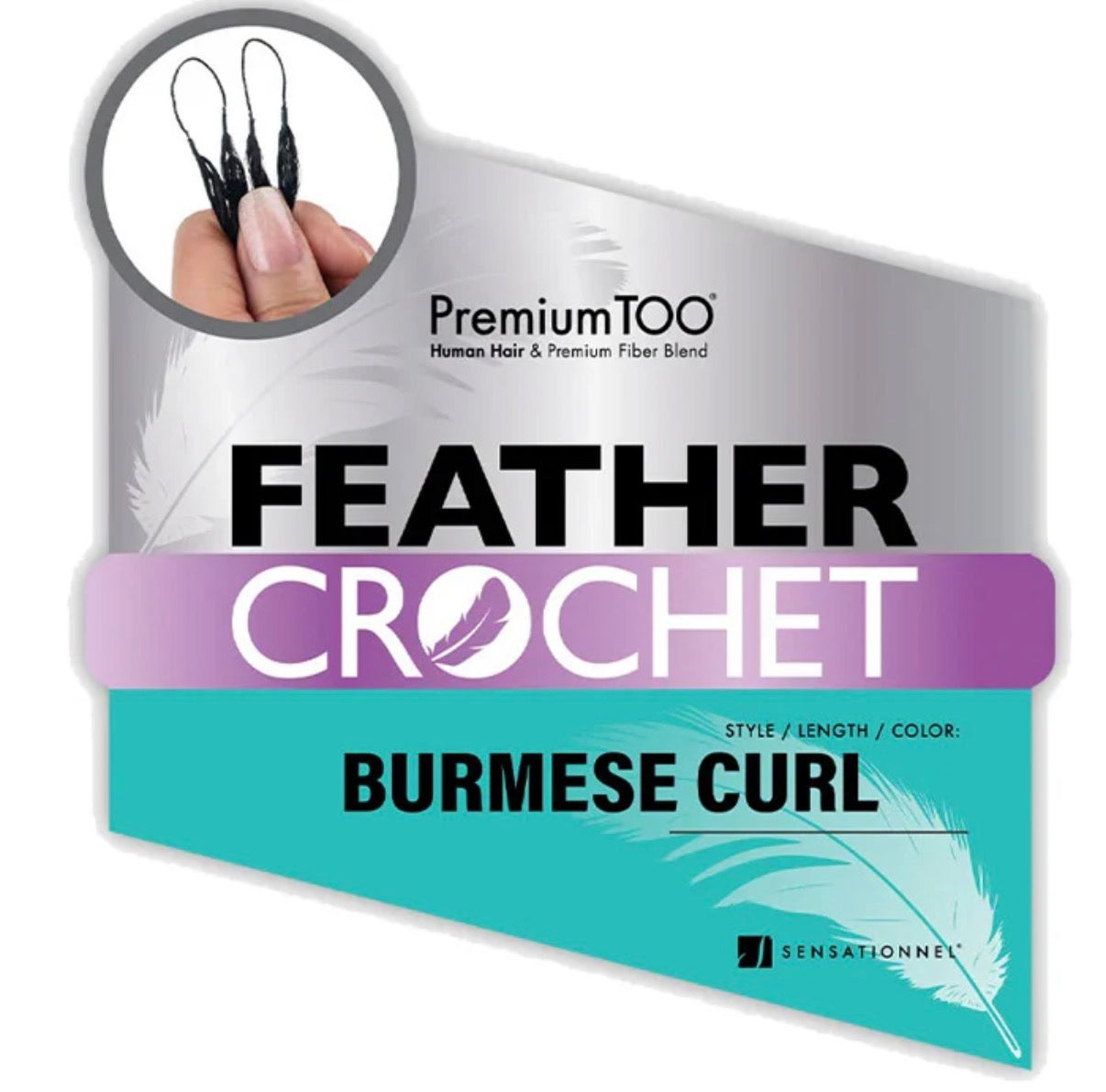 Sensationnel Premium Too Feather Crochet Braids – Burmese Curl Human Hair Blend 1 B (22”)