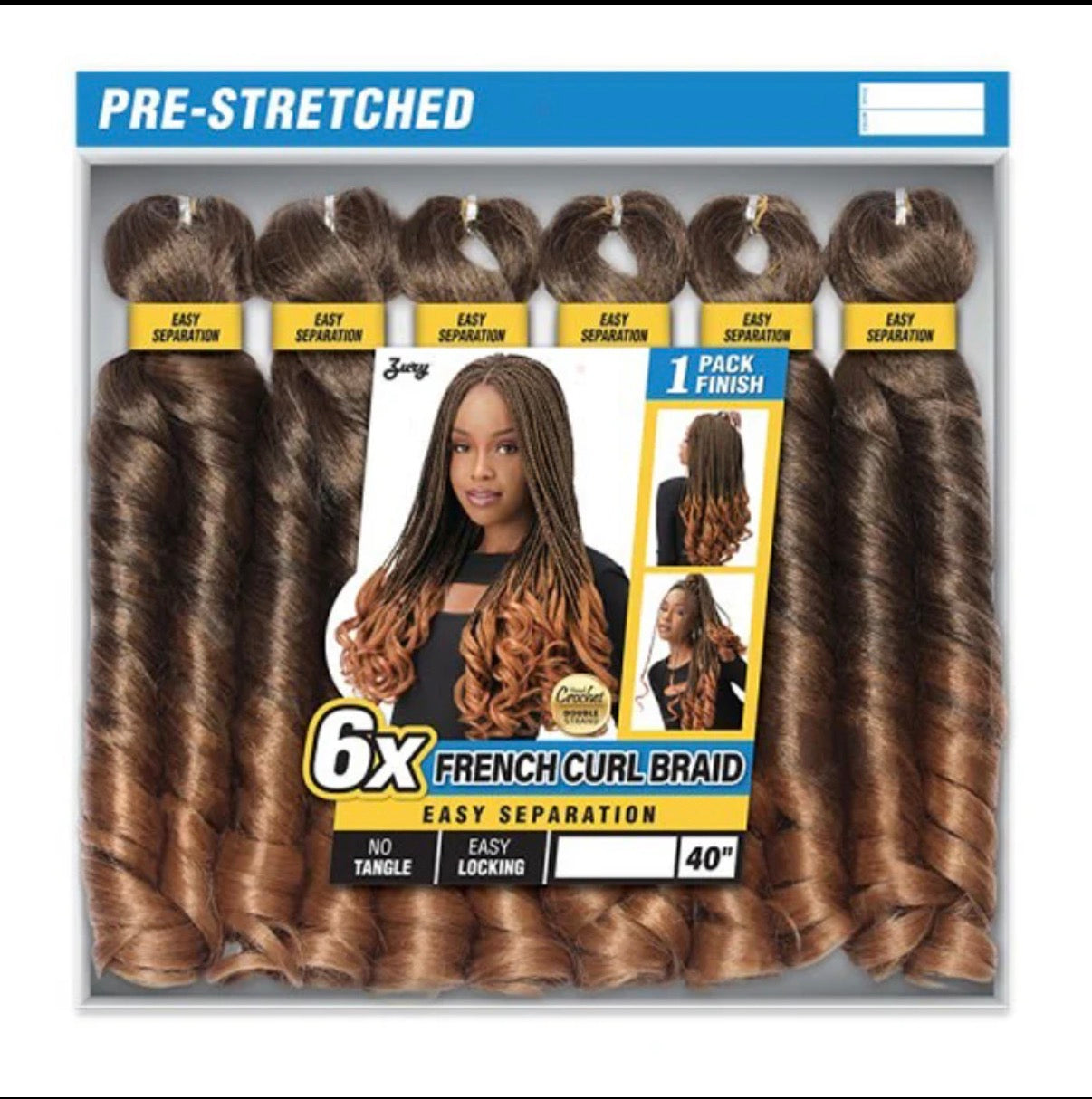 Zury Sis 100% Hand-Made French Curl Braid 6X – 40” Pre-Stretched Crochet Braids