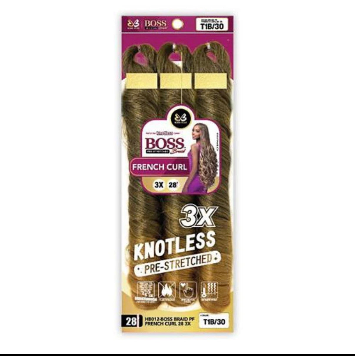Bobbi Boss Knotless Pre-Stretched Braid – 3X French Curl 28”