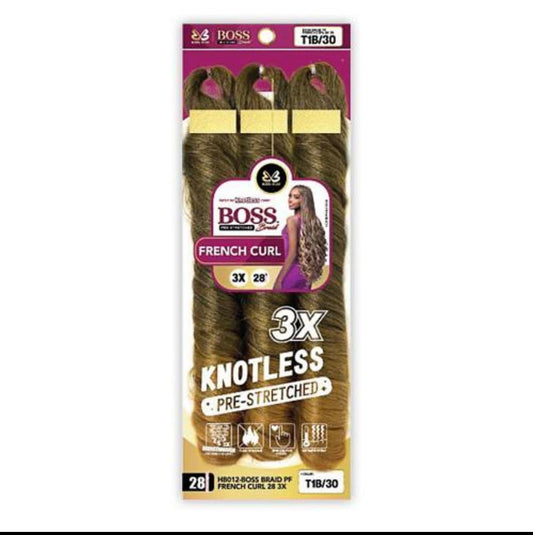 Bobbi Boss Knotless Pre-Stretched Braid – 3X French Curl 28”