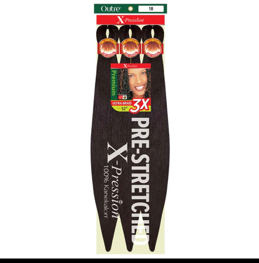 Outre X-Pression Pre-Stretched Ultra Braid 3X 52” – Synthetic Braiding Hair
